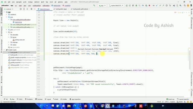 Create Table in PDF File in Android Studio | Draw table without any library | @CodeByAshish смотреть онлайн