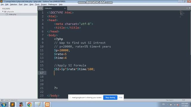 Simple Intrest Program In PHP смотреть онлайн