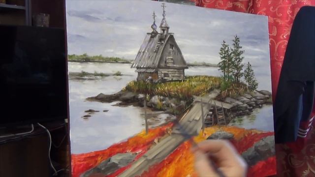Пейзаж маслом ОСТРОВ простая техника написания смотреть онлайн
