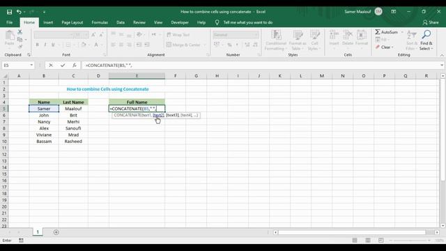 MS Excel - Tips & Tricks - How to combine cells using concatenate? смотреть онлайн