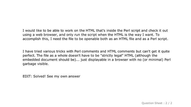 HTML : make my file readable as either Perl or HTML смотреть онлайн