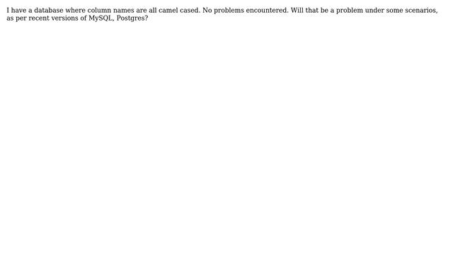 Databases: Is camel case for column names safe? смотреть онлайн