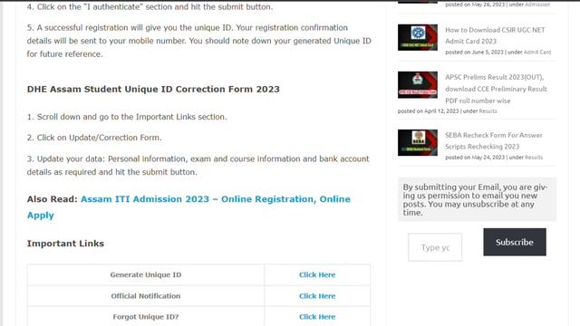 DHE Assam Student Unique ID for Online Registration & Correction Form смотреть онлайн