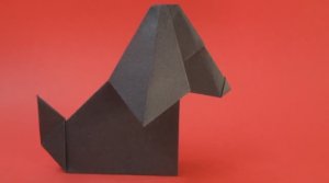 Как сделать собаку из бумаги. Оригами собака.mp4