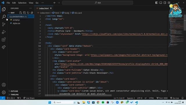 Animated Profile Card using HTML, CSS and JS смотреть онлайн