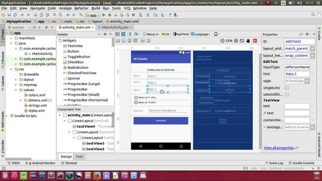 Diseño de formulario con LinearLayout en Android Studio смотреть онлайн