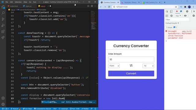 Build A Currency Converter App using HTML CSS & JavaScript смотреть онлайн