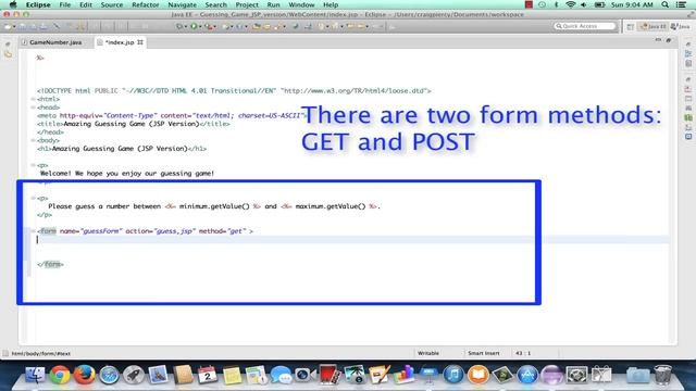 Writing index jsp for the Guessing Game Application (JSP Version) смотреть онлайн
