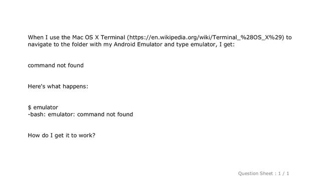 Android : I get 'Command Not Found' when I try to run Android Emulator on Mac OS X смотреть онлайн