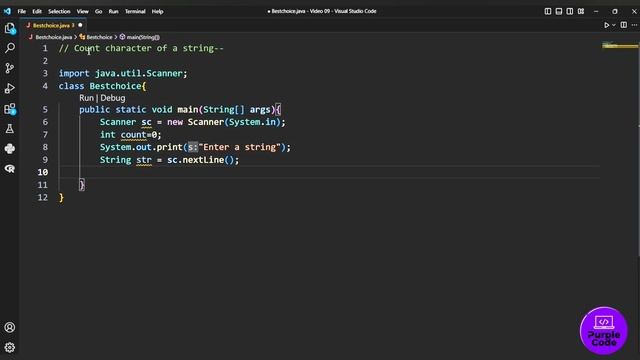 Counting Character of a string |Video 09| @PurpleCode404 #java #code #trending смотреть онлайн
