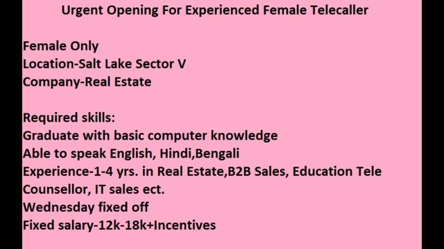 Opening For Female Candidates At Kolkata смотреть онлайн