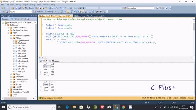 Join two table without common field in Sql Server смотреть онлайн