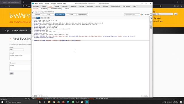 Mail Header Injection SMTP BWAPP Tutorial