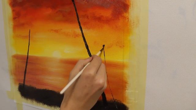 TROPICAL sunset. How to Paint | Тропический закат. Как нарисовать. смотреть онлайн