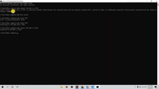 Adb : Unable To Connect To 192.168.1.3:5555 #scrcpy #vipcoding