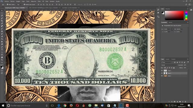 COMO PONER TU CARA EN UN BILLETE CON PHOTOSHOP смотреть онлайн