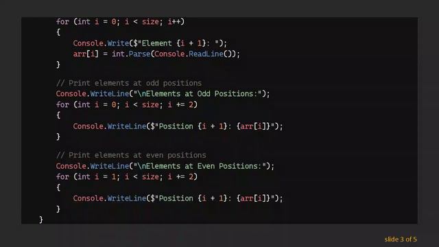 Working with Arrays in C#: Printing Elements at Odd and Even Positions смотреть онлайн