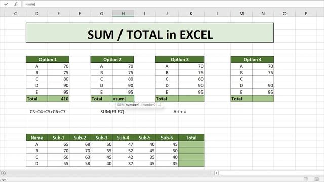 BASIC EXCEL FUNCTION: SUM / TOTAL OF VALUES смотреть онлайн