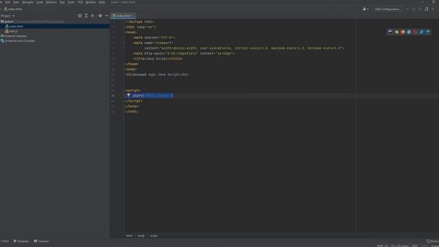 Выводим первую запись на JavaScript Hello world смотреть онлайн