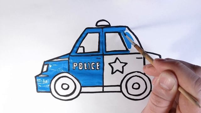 Как нарисовать ПОЛИЦЕЙСКУЮ МАШИНУ/УЧИМ ЦВЕТА/Мультик раскраска для детей/How To Draw A Police Car