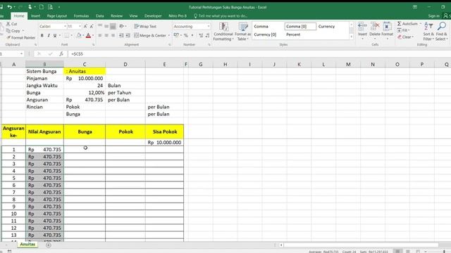 Membuat Tabel Perhitungan Bunga Anuitas Untuk Simulasi Kredit Pinjaman Dengan Ms. Excel смотреть онлайн