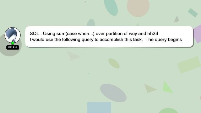 SQL : Using sum(case when...) over partition of woy and hh24 смотреть онлайн
