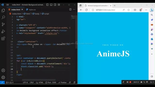 AnimeJs background animation effect using HTML CSS & JS смотреть онлайн