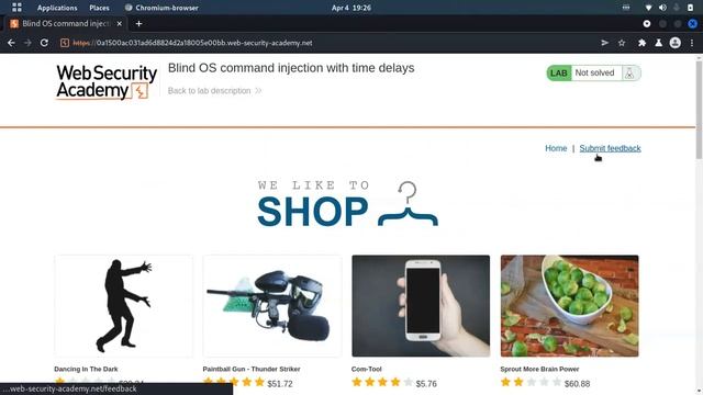 Lab: Blind OS command injection with time delays смотреть онлайн