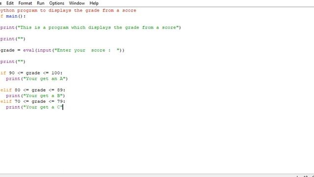 python program to display grade from a score смотреть онлайн