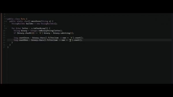 More Zeros than Ones - Codewars - 6 Kyu (JAVA)