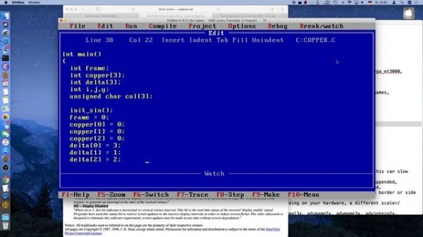 Let's Code MS DOS 0x0F: VGA Copper Bars