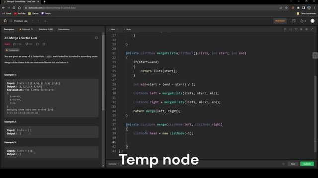 LeetCode #23 Merge k Sorted Lists [JAVA] смотреть онлайн