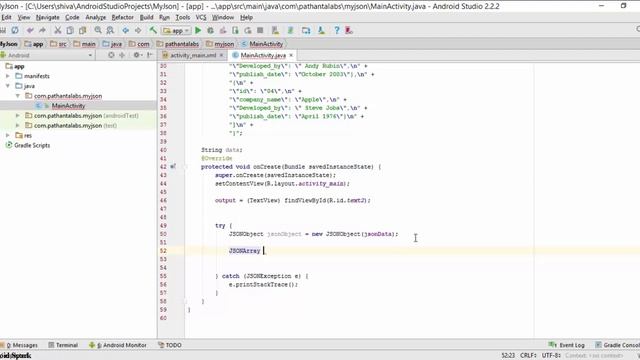 Android JSON Parsing- Creating a Sting Variable and parse the data смотреть онлайн