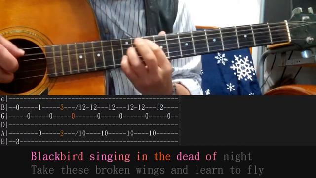 Blackbird Beatles Guitar Karaoke with Tab (Guitar Lesson) смотреть онлайн