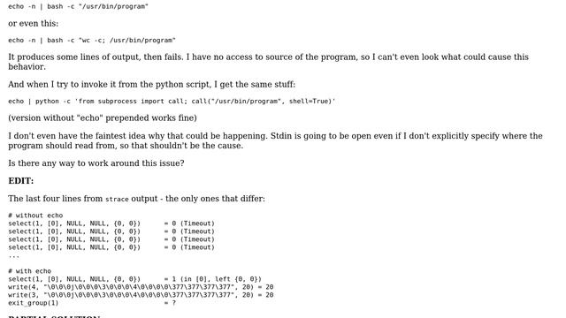 How can I work around the program failing if there is \*any\* stdin? смотреть онлайн