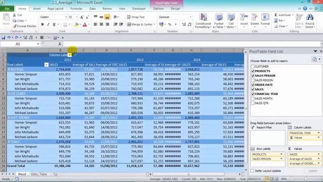 Pivot Table Excel Tutorial - AVERAGE смотреть онлайн