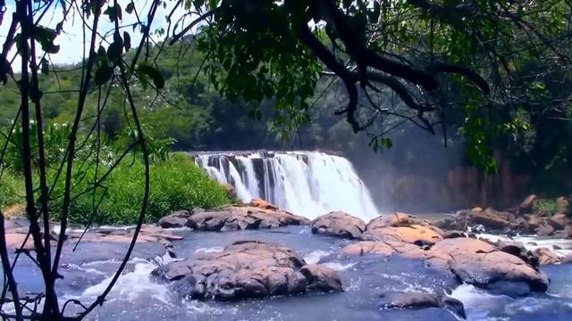 Calming tropical waterfall and mountain river. Relaxing Sounds. (10 hours) White Noise for sleep. смотреть онлайн