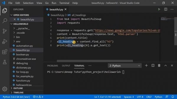 #3 BeautifulSoup example | BeautifulSoup HTML parser Python | BeautifulSoup Python web scraping