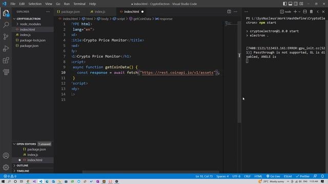 Building an Electron app to display Crypto Currency Prices | Learn Electron JS смотреть онлайн