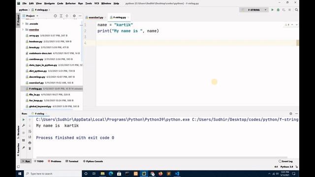 Python End To End Course Tutorial | F-strings In Python Programming #30 смотреть онлайн