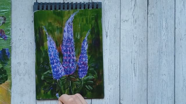 Люпин акриловыми красками | Быстрая зарисовка для вдохновения ?? смотреть онлайн