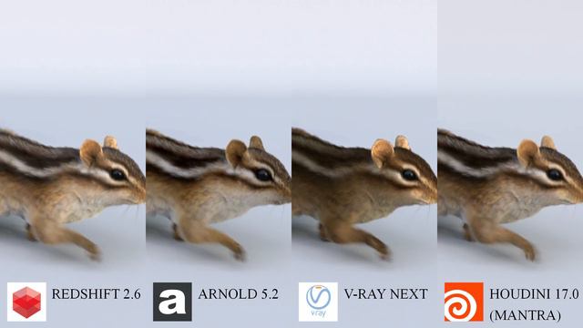 Render Comparison Test 11 (Hair And Fur) - Redshift, Arnold, V-Ray, Mantra -