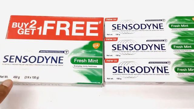 SENSODYNE Sensitive Fresh Mint Toothpaste Value Pack (Buy 2 Get 1 Free) Unboxing