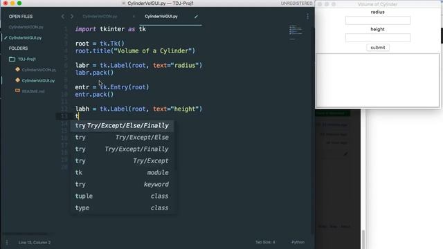 PYTHON - Example Project Volume of Cylinder (GUI - Input) смотреть онлайн
