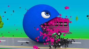 Learn Colors with PACMAN and Farm Watermelon Fruit Surprise Toy Street Vehicle for Kid Children