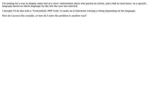 Drupal: How can I access language currently viewed in Views Customfield: PHP Code? смотреть онлайн