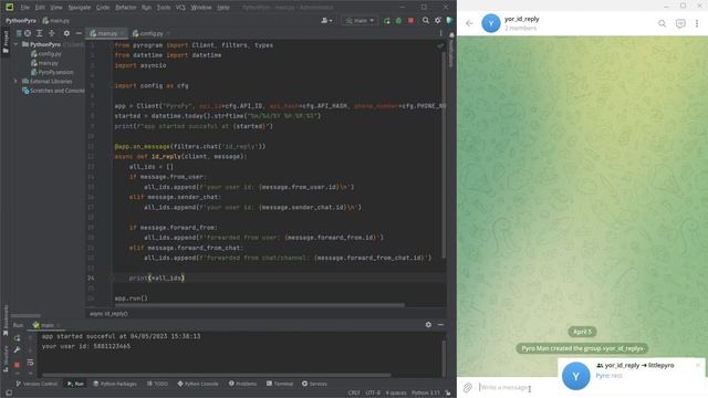 Simple Telegram ID Bot: getting user ID and handling forwarded messages with Pyrogram. Tutorial. смотреть онлайн