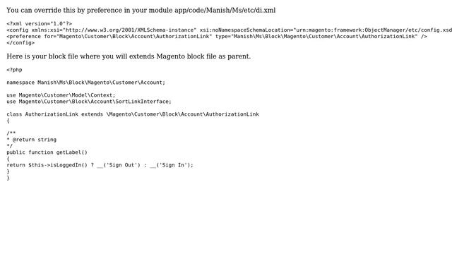 How to override getlabel() function in MagentoCustomerBlockAccountAuthorizationLink in magento 2? смотреть онлайн