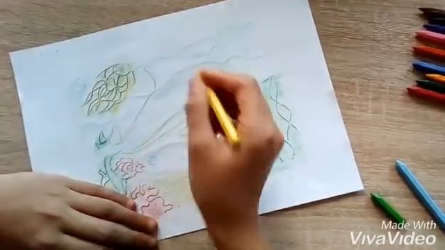 "Картинки Дельфины" восковыми мелками. смотреть онлайн
