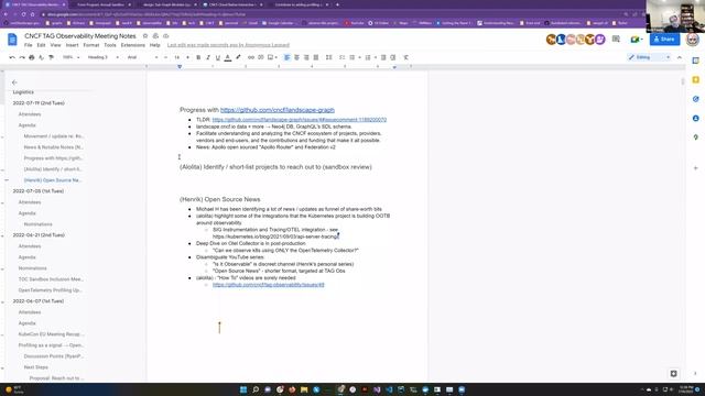 2022-07-19 CNCF TAG Observability Meeting смотреть онлайн